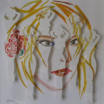 Malerei mit dem Titel "portrait-jaune.jpg" von Michel Castanier, Original-Kunstwerk, Acryl
