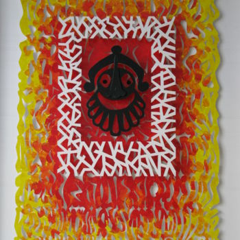 Malerei mit dem Titel "masque III" von Michel Castanier, Original-Kunstwerk, Acryl