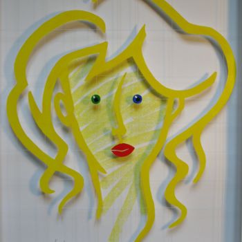 Pintura intitulada "Portrait jaune" por Michel Castanier, Obras de arte originais, Acrílico
