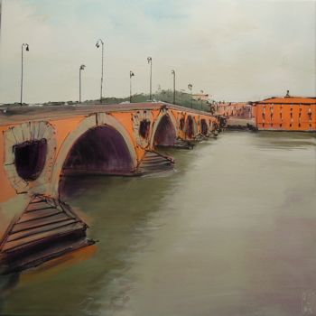 Peinture intitulée "Toulouse, Le Pont N…" par Michel Castel, Œuvre d'art originale, Acrylique