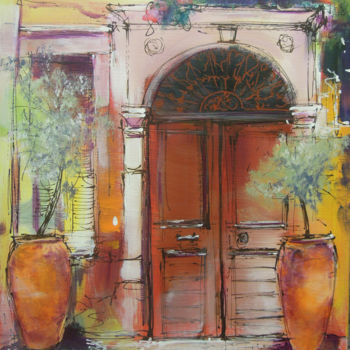 Painting titled "Porte Cretoise" by Michel Castel, Original Artwork, Acrylic