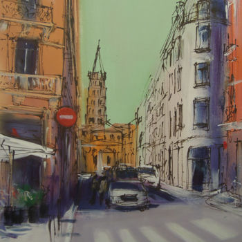 Картина под названием "Toulouse, Rue St Be…" - Michel Castel, Подлинное произведение искусства, Акрил