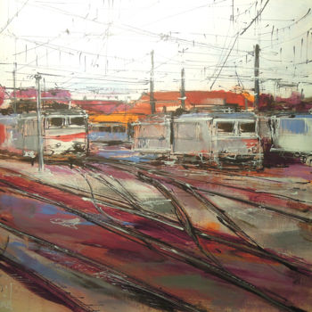 Painting titled "Toulouse, Gare Mata…" by Michel Castel, Original Artwork, Acrylic