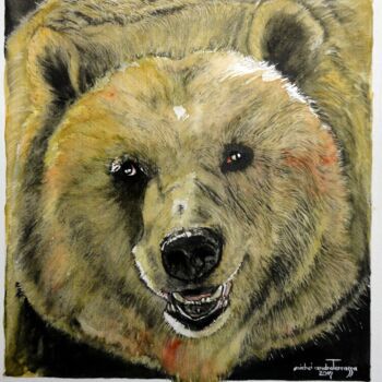 Peinture intitulée "NOUNOURS" par Michel Cendra-Terrassa, Œuvre d'art originale, Aquarelle