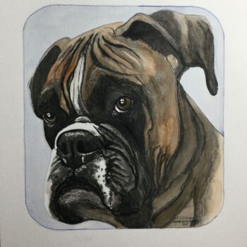 Painting titled "WINSTON SOURCIL" by Michel Cendra-Terrassa, Original Artwork, Watercolor