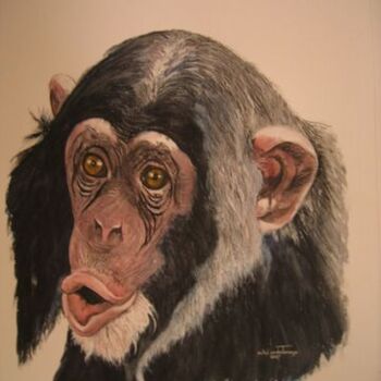 Painting titled "CHIMPANZE" by Michel Cendra-Terrassa, Original Artwork