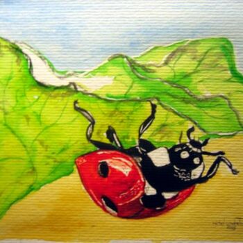 Pintura titulada "COCCINELLE sous la…" por Michel Cendra-Terrassa, Obra de arte original