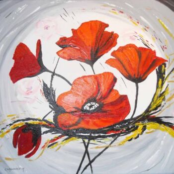 Painting titled "Coquelicot à ma faç…" by Michel Chagourin, Original Artwork