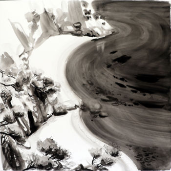 Картина под названием "Méditerranée, la pl…" - Michel Charrier, Подлинное произведение искусства, Темпера Установлен на Дере…