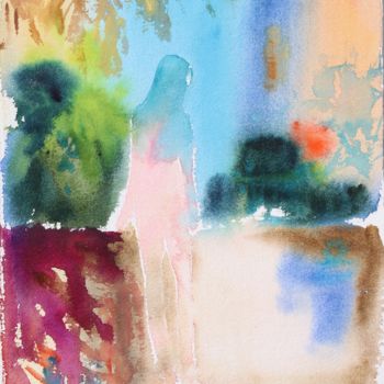 Painting titled "Exquise morsure du…" by Michel Charrier, Original Artwork, Watercolor