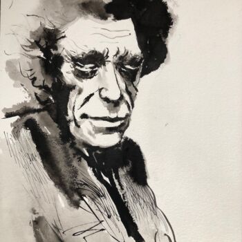 Zeichnungen mit dem Titel "portrait du sculpte…" von Michel Colin, Original-Kunstwerk, Tinte