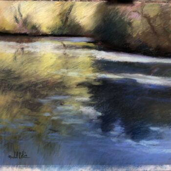 Dibujo titulada "la rive de l'étang" por Michel Colin, Obra de arte original, Pastel