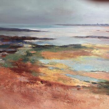 Painting titled "rivage sur la mer" by Michel Colin, Original Artwork, Oil