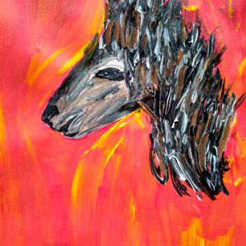 Painting titled "Le Cheval" by Tomy, Original Artwork, Acrylic