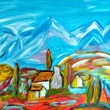 Painting titled "La montagne enchanté" by Tomy, Original Artwork, Acrylic