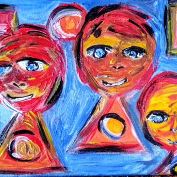 Painting titled "Les enfants" by Tomy, Original Artwork, Acrylic