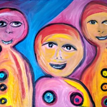 Painting titled "Les hommes lunaire" by Tomy, Original Artwork, Oil