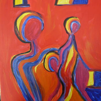 Painting titled "La marche" by Tomy, Original Artwork, Acrylic Mounted on Wood Stretcher frame