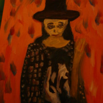 Painting titled "La dame en noir" by Tomy, Original Artwork, Oil