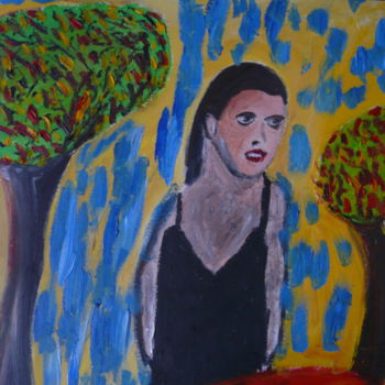 Pintura intitulada "La dame de la foret" por Tomy, Obras de arte originais, Óleo
