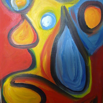 Malerei mit dem Titel "Les visages" von Tomy, Original-Kunstwerk, Öl