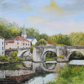Peinture intitulée "Le vieux pont de St…" par Michel De Ruyck, Œuvre d'art originale, Huile