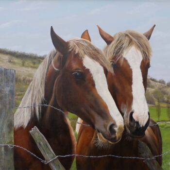 Painting titled "2 chevaux.jpg" by Michel De Ruyck, Original Artwork, Oil