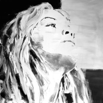 Painting titled "Virginie Efira" by Michel Debray Chauvin, Original Artwork, Acrylic Mounted on Wood Panel