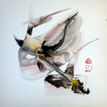 Pittura intitolato "évaporescences 0120…" da Michel Dufrene, Opera d'arte originale, Inchiostro