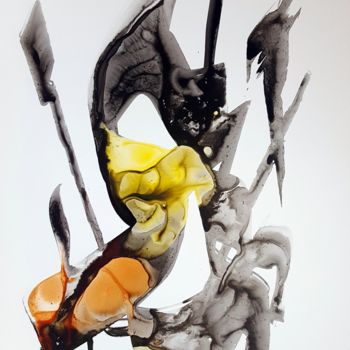 Картина под названием "évaporescences01201…" - Michel Dufrene, Подлинное произведение искусства, Чернила Установлен на картон