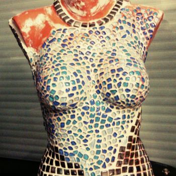 Sculpture titled "La femme mosaïque" by Rivafabre, Original Artwork, Ceramics