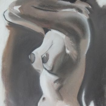 Painting titled "Nu face au miroir" by Michel Floch, Original Artwork, Pastel Mounted on Other rigid panel