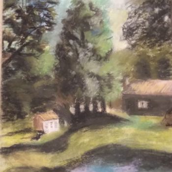 Painting titled "Paysage forestier" by Michel Floch, Original Artwork, Pastel