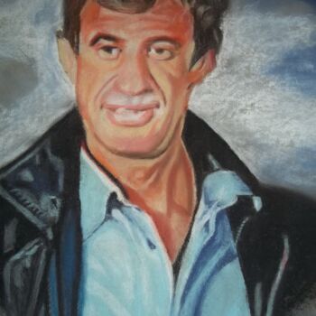 Painting titled "Jean-Paul Belmondo" by Michel Floch, Original Artwork, Pastel Mounted on Other rigid panel