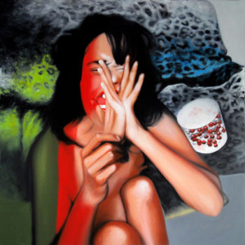 Peinture intitulée "Laura Palmer" par Michel Fourcade, Œuvre d'art originale, Huile