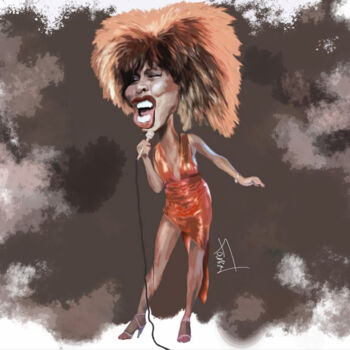 Digital Arts titled "caricature Tina Tur…" by Michel Fourgon, Original Artwork, Digital Painting