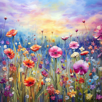 Digital Arts titled "Spring flowers 1" by Michel Furnon, Original Artwork, AI generated image