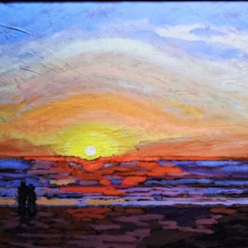 Painting titled "California Sunset" by Michel Gagnon, Original Artwork, Oil