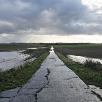 Photographie intitulée "Route et crevasse" par Michel Galand, Œuvre d'art originale