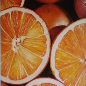 Painting titled "Orange Sanguine" by Michel Garcin, Original Artwork, Oil