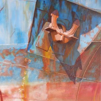Картина под названием "Ancre" - Michel Godard, Подлинное произведение искусства, Акрил Установлен на Деревянная рама для нос…