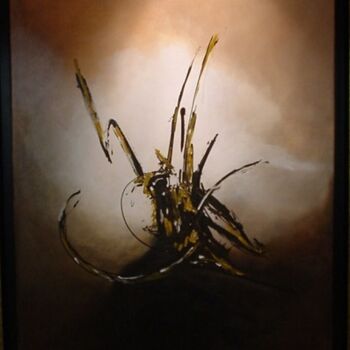 Painting titled "eruption" by Michel Goidin, Original Artwork, Acrylic Mounted on Wood Stretcher frame