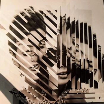 Коллажи под названием "Presque Audrey" - Michel Goldberg, Подлинное произведение искусства, Коллажи Установлен на картон