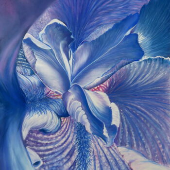 Tekening getiteld "Coeur d'Iris" door Michel Guillet, Origineel Kunstwerk, Pastel