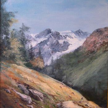 Peinture intitulée "paysage-alpin-33x41…" par Mh, Œuvre d'art originale