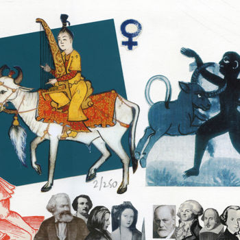 Collages intitolato "02 Taureau" da Hosszu, Opera d'arte originale, Stampa digitale
