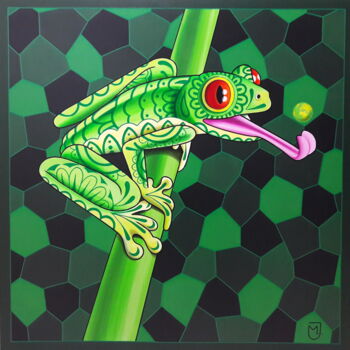 Peinture intitulée "La Grenouille Glout…" par Michel Jegerlehner, Œuvre d'art originale, Acrylique