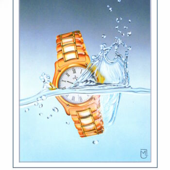 Painting titled "Montre Splash" by Michel Jegerlehner, Original Artwork, Airbrush