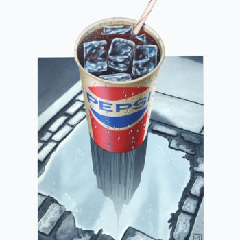 Malerei mit dem Titel "Pepsi à New-York" von Michel Jegerlehner, Original-Kunstwerk, Airbrush
