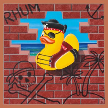 Pintura titulada "1970 Rubber duck" por Michel Jegerlehner, Obra de arte original, Acrílico